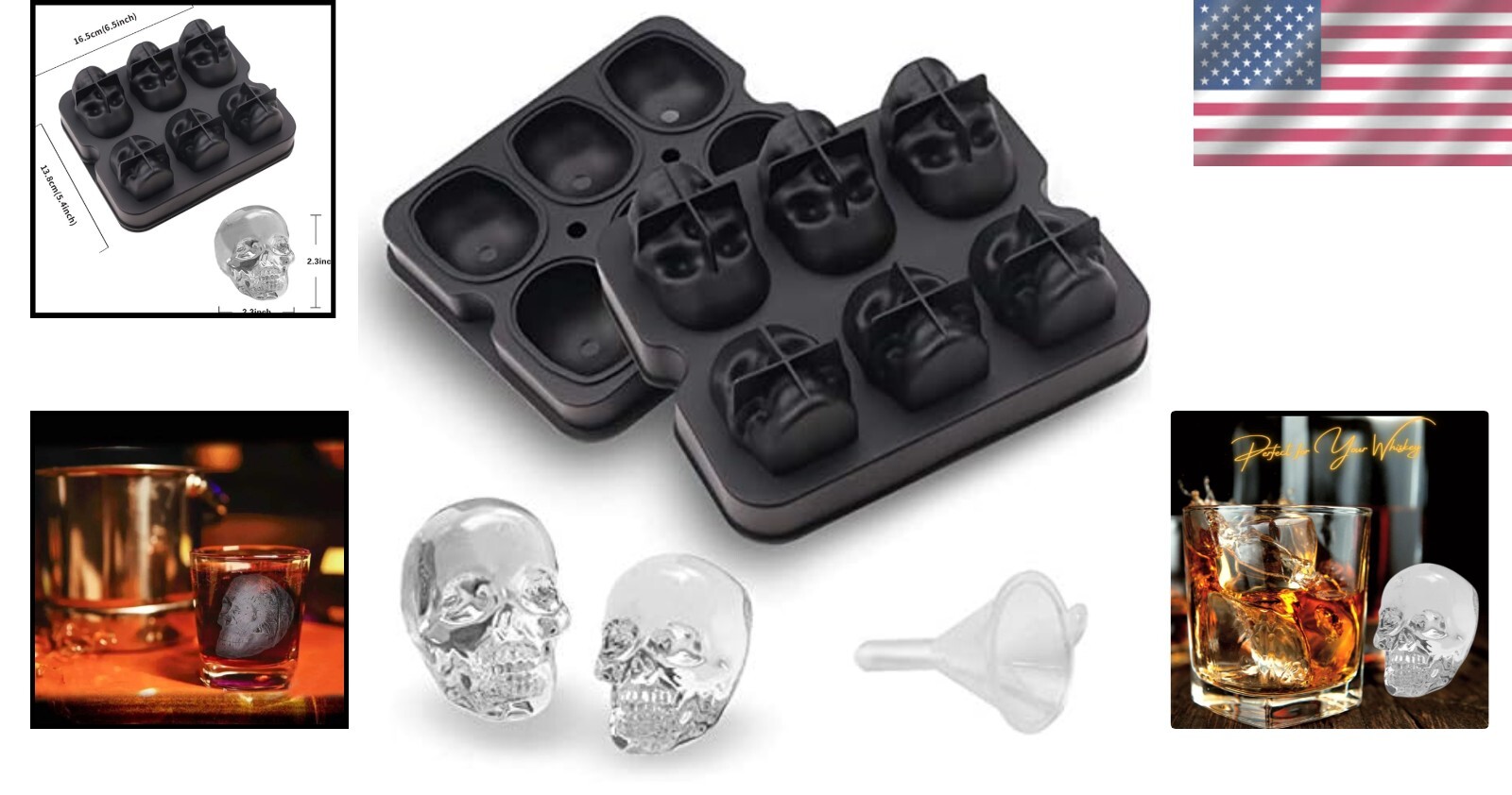 Large 2.3in Skull Ice Molds - Create Chilling & Creative Cocktail Experiences