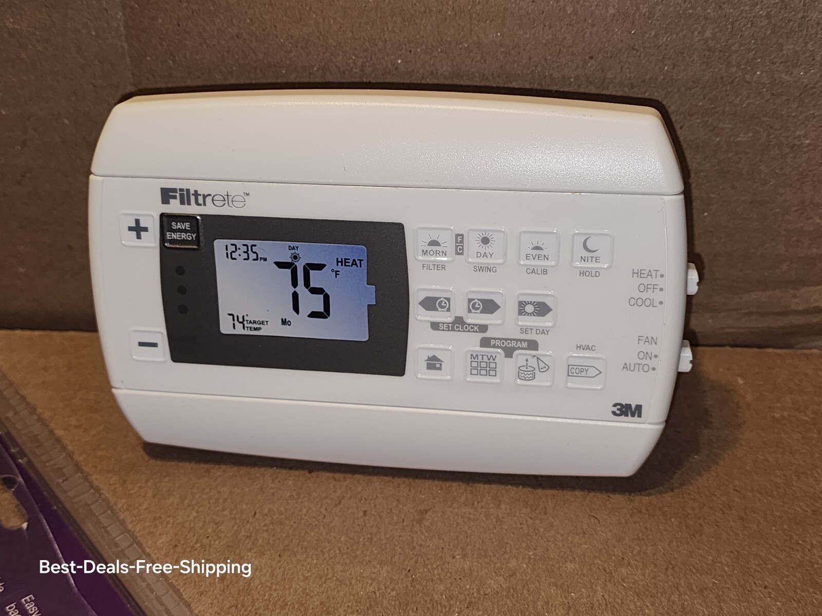 FILTRETE 3M22 7-DAY PROGRAMMABLE THERMOSTAT ENERGY SAVING HOME & AWAY BUTTON