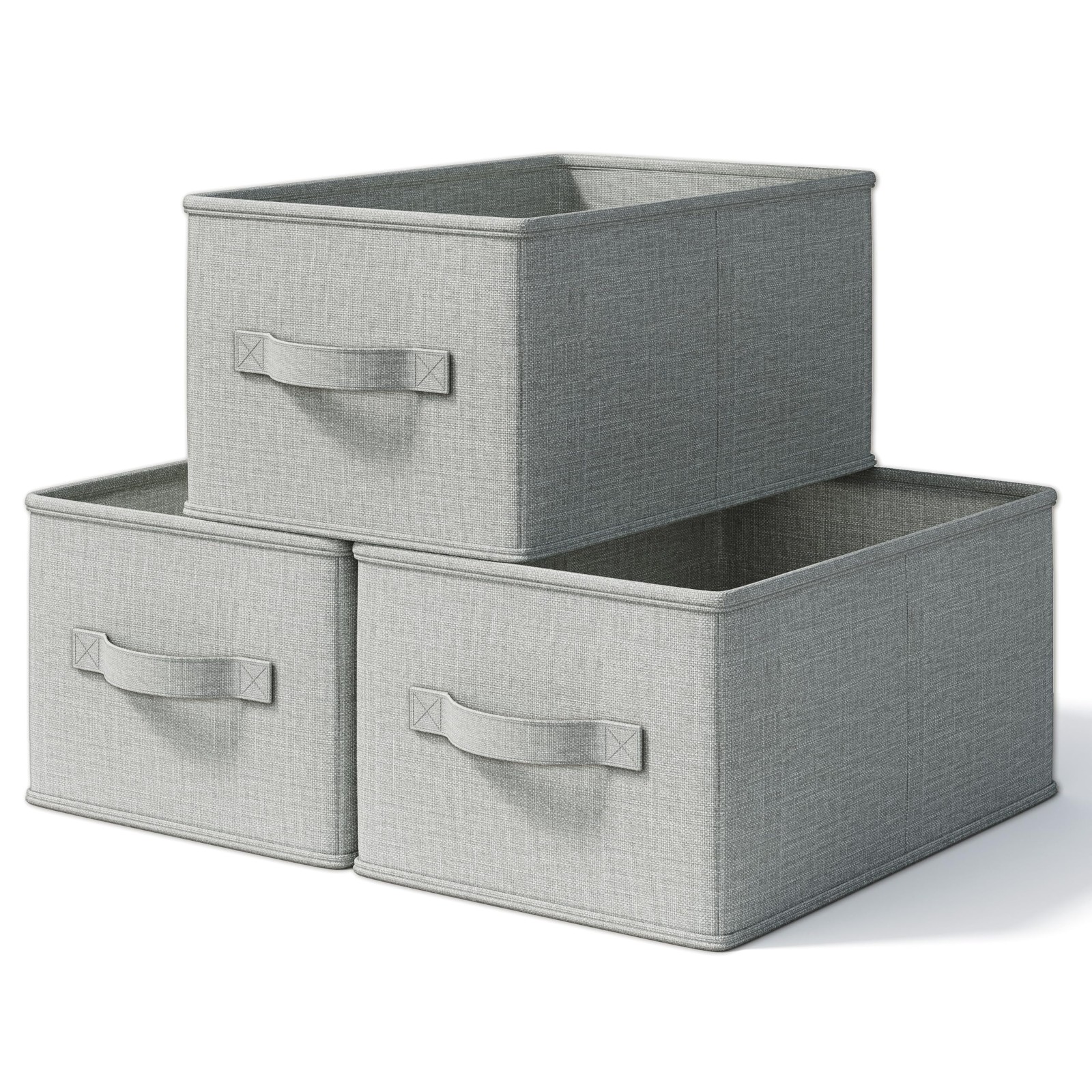 3 Pack Fabric Storage Bins for Shelves 11.5x8.75x6.5 Inch Closet Baskets