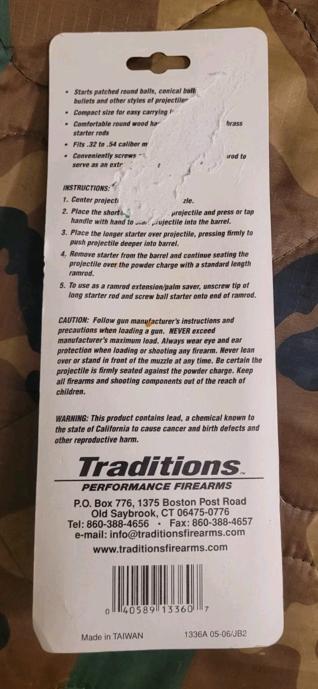 Traditions Muzzleloader Accessories Deluxe Bullet Starter