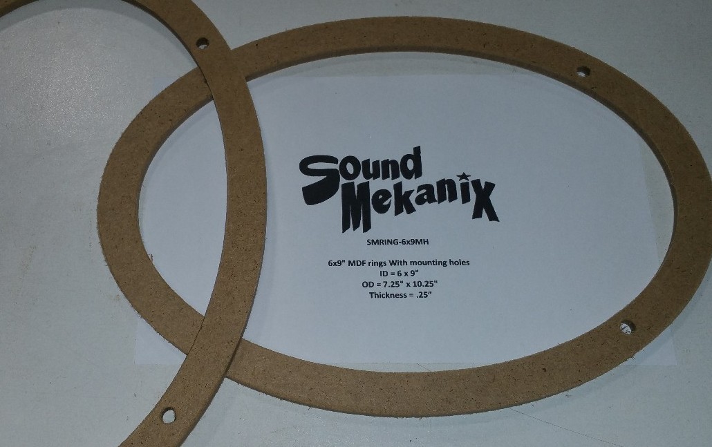 MDF Speaker / Spacer Rings, 6x9" 1/4" Thick With Mounting Holes One Pair