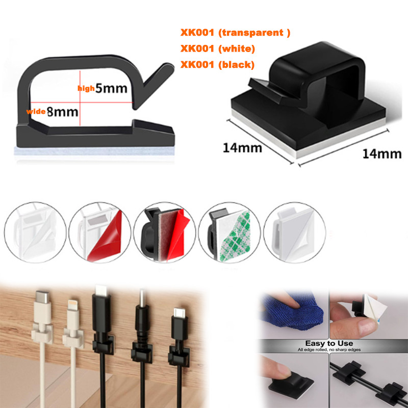 R‑Type Self‑Adhesive Cable Clips Wire Holder Car Wall Cord Fixing Clamp Cable