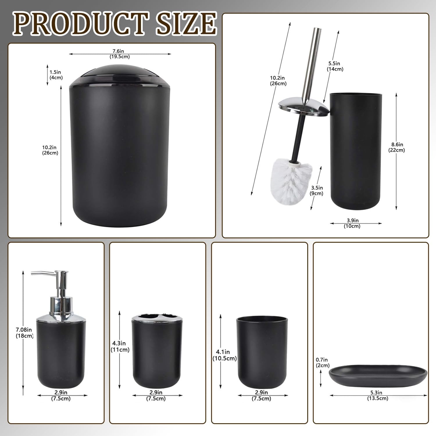 Bathroom Accessories Set 6 Piece Bath Ensemble Includes Soap Dispenser, Tooth...