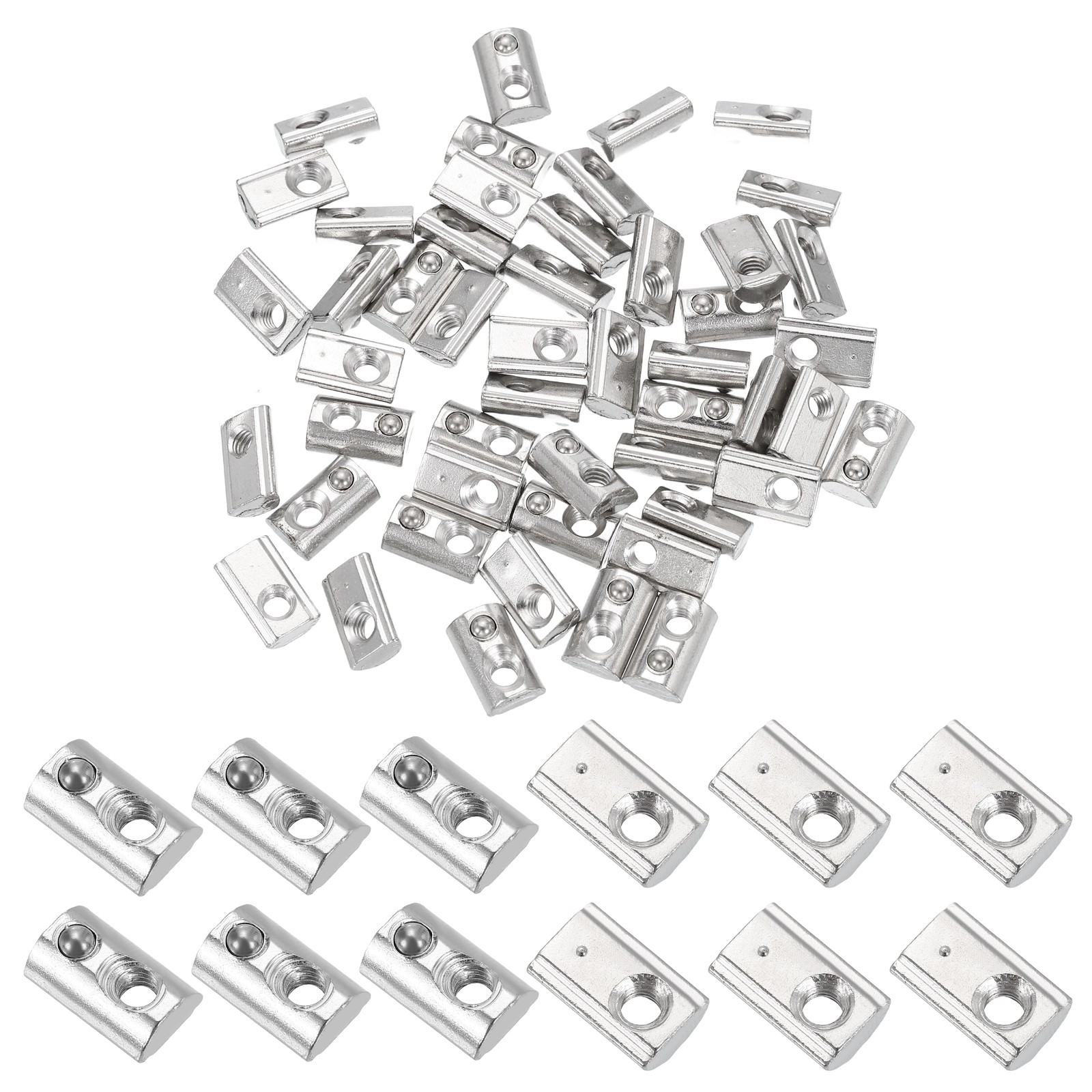 100Pcs M4 Half Round Roll in Spring t Nuts 2020 Series t Slot Spring Nuts Silver