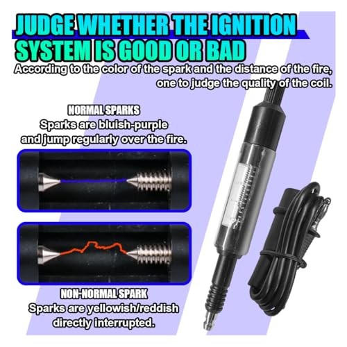 Car Spark Plug Tester, Adjustable Ignition Coil Tester Tool with Cable, Spark
