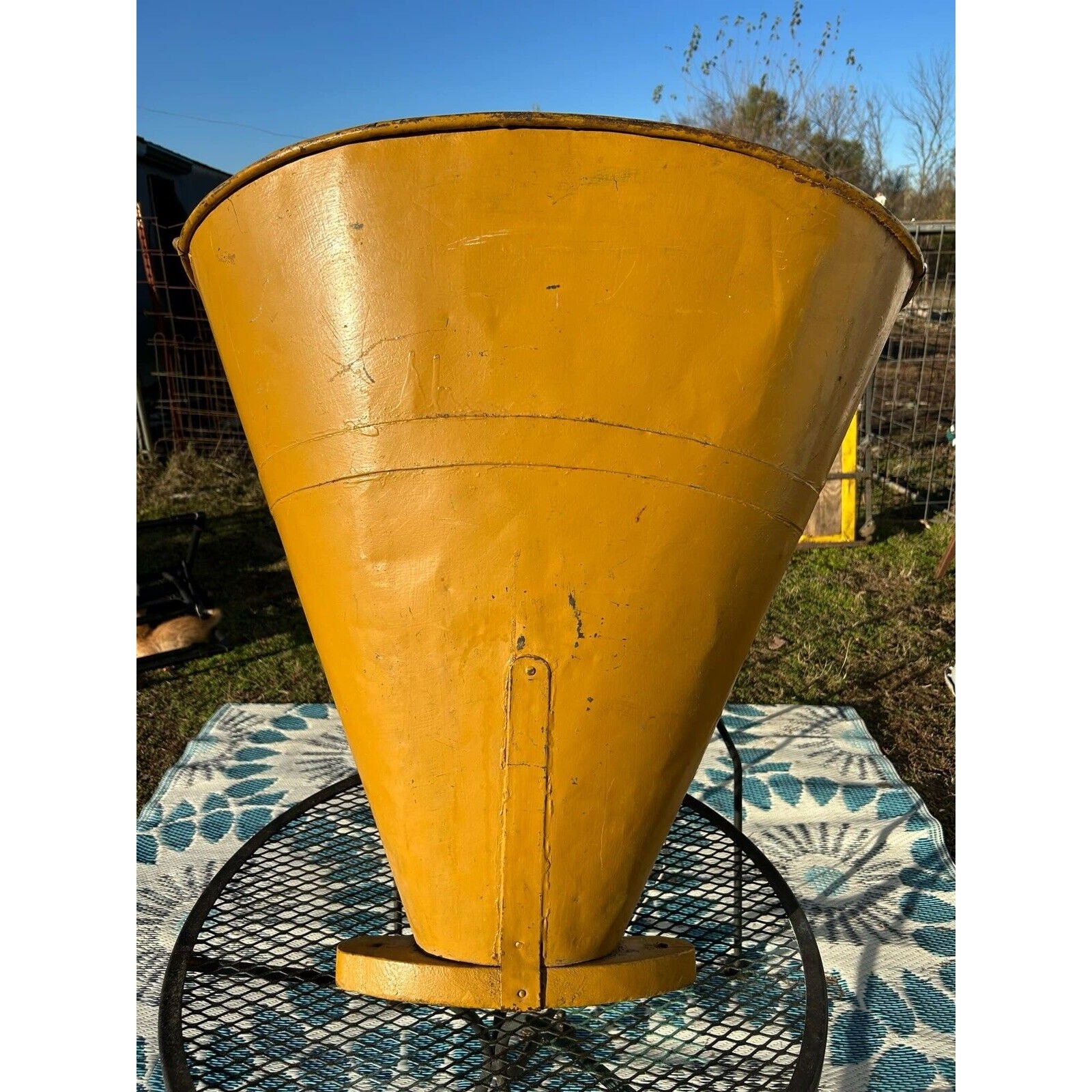 VTG Yellow Painted French Grape Harvesting Hod/Bucket Rustic Charm Antique