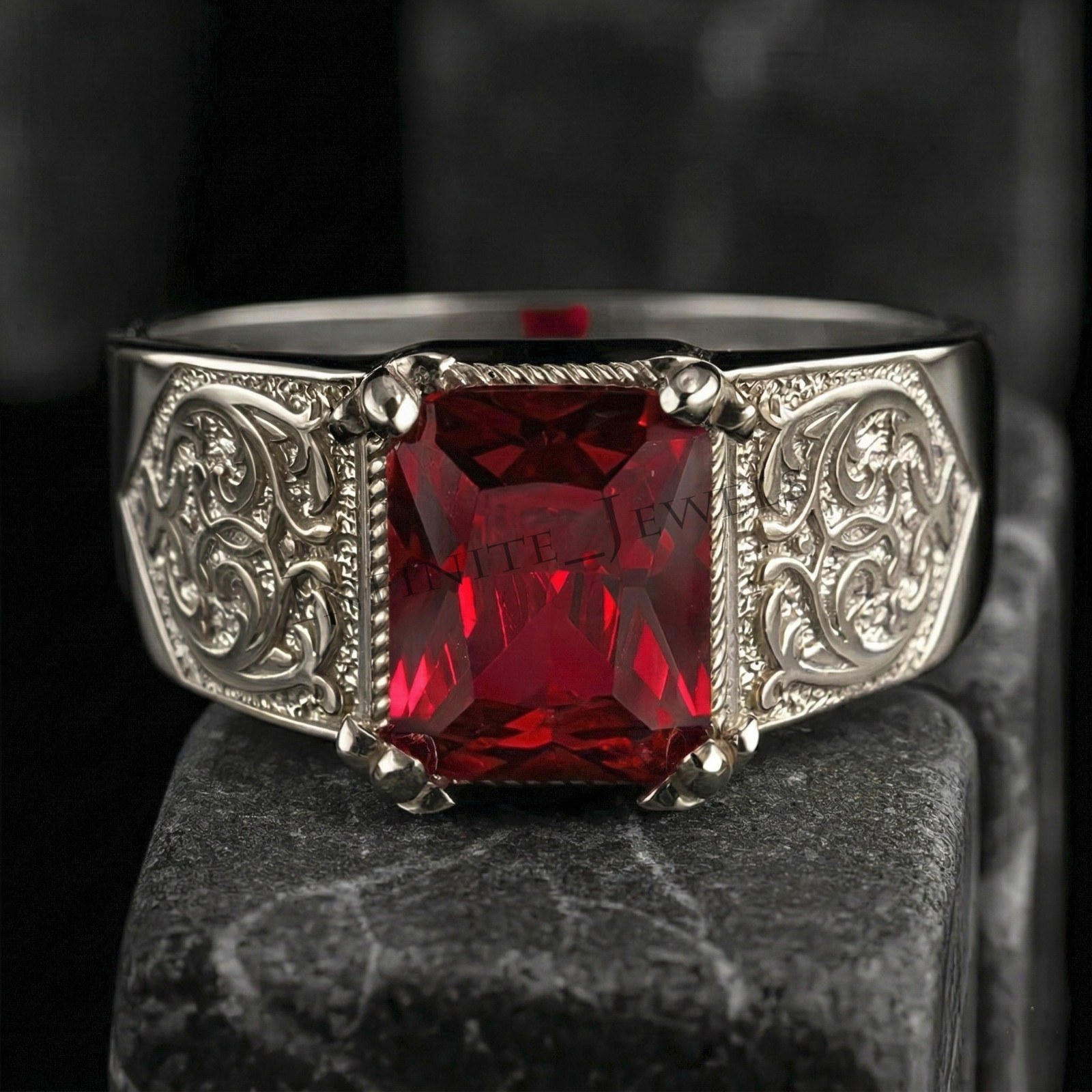 Natural Ruby Ring Men's 925 Sterling Silver Ring Handmade Engagement Man's Ring