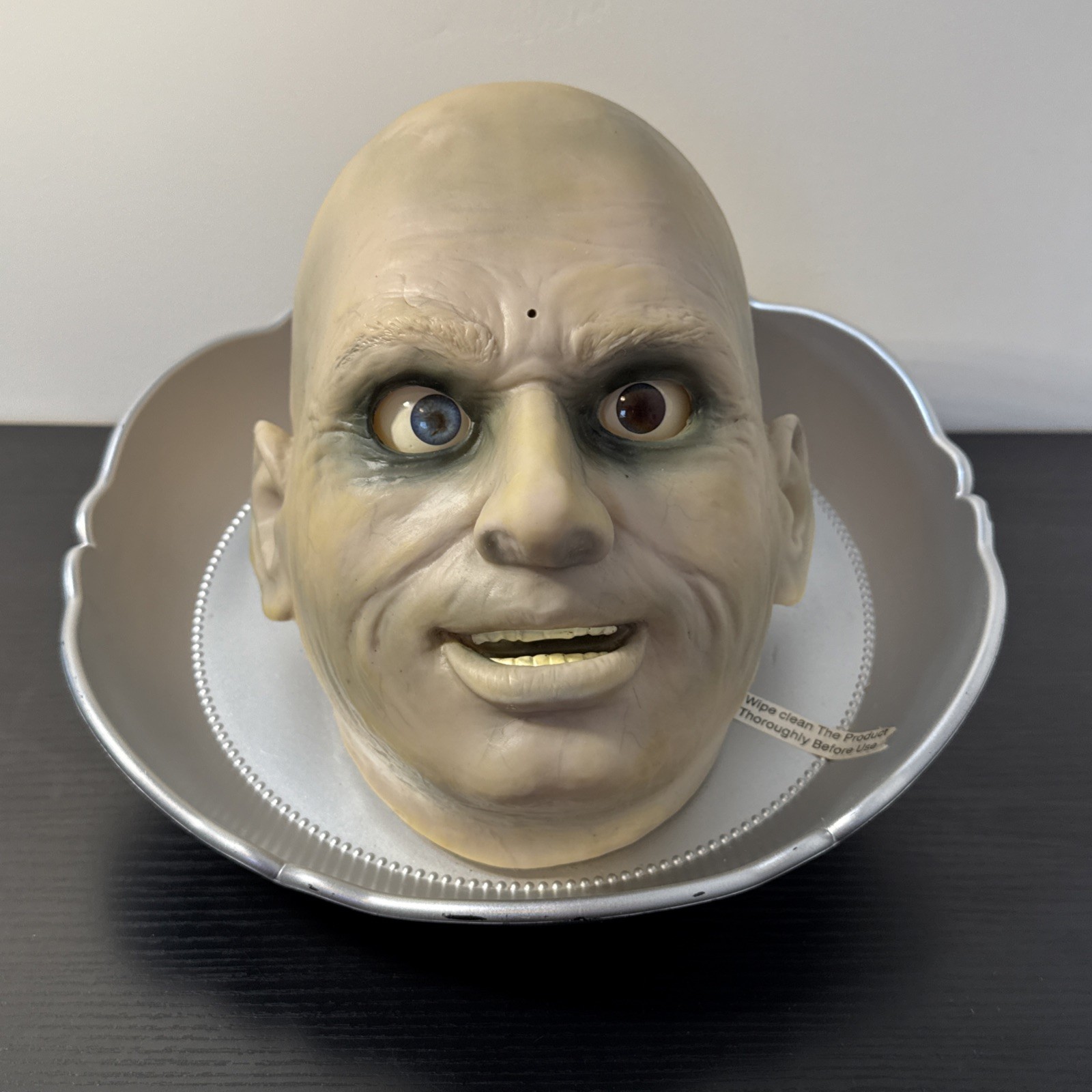 Gemmy 💀Halloween Uncle Fester Jeeves Head Candy Dish Motion Activated Tray💀