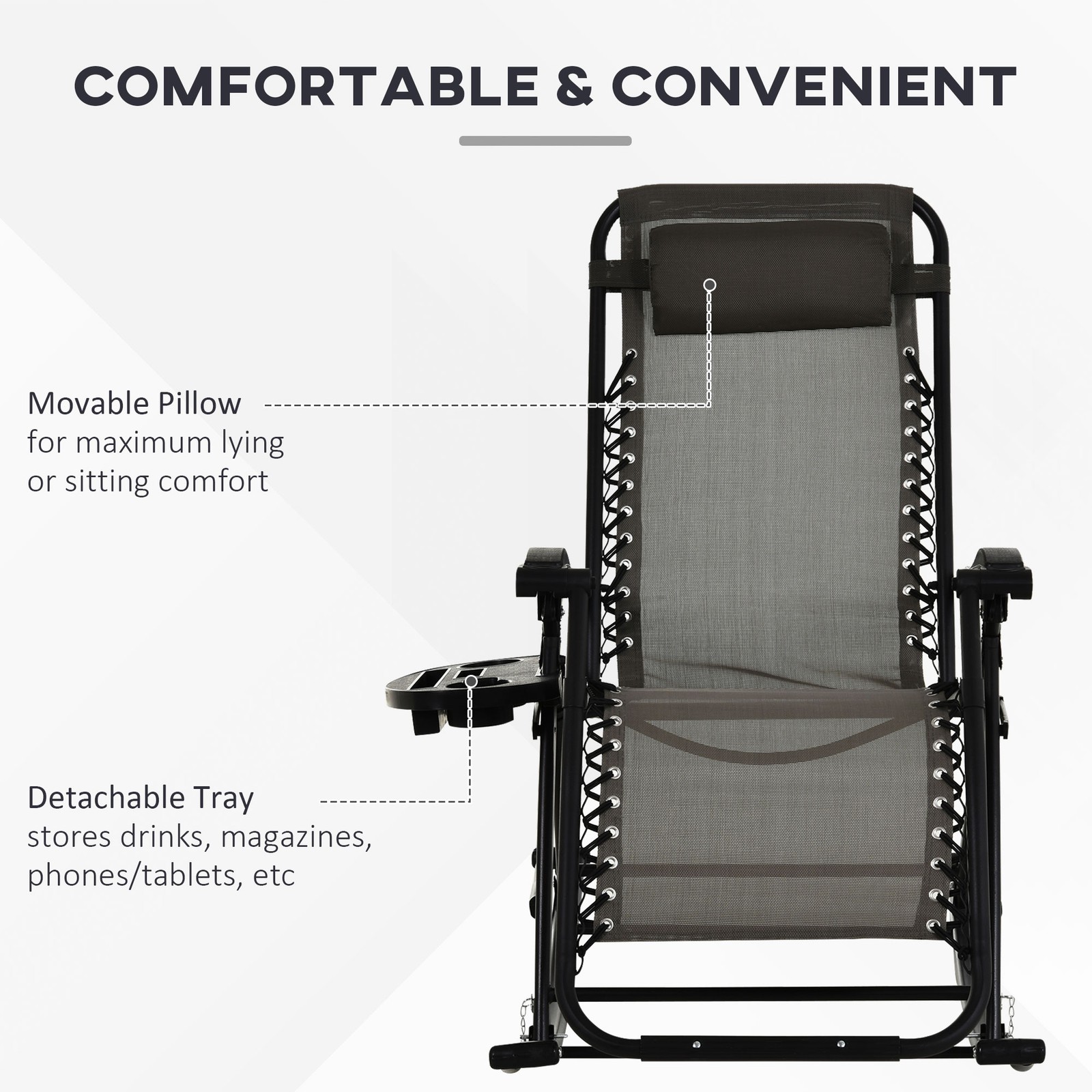 Reclining Lounge Zero Gravity Weightless Feel Double Bungee Support System