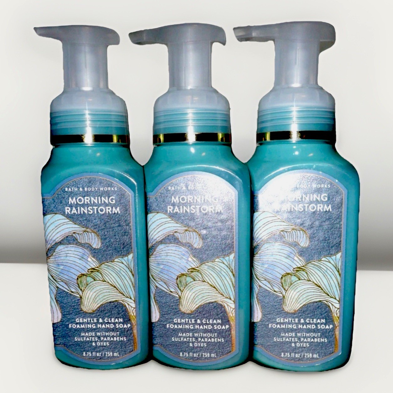 Lot of 3 Bath & Body Works MORNING RAINSTORM Gentle Foaming Hand Soap 8.75 oz🌧️