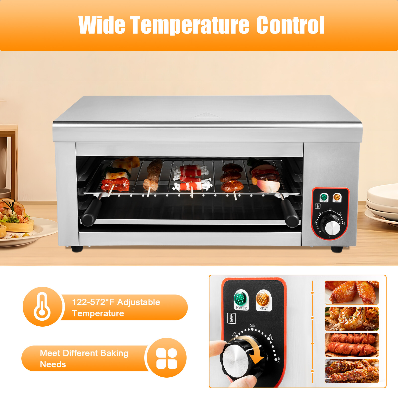 1500W Commercial Electric Wall-mounted Cheese Melter Salamander Broiler BBQ Gril