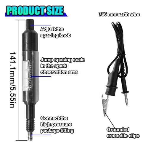 Car Spark Plug Tester, Adjustable Ignition Coil Tester Tool with Cable, Spark