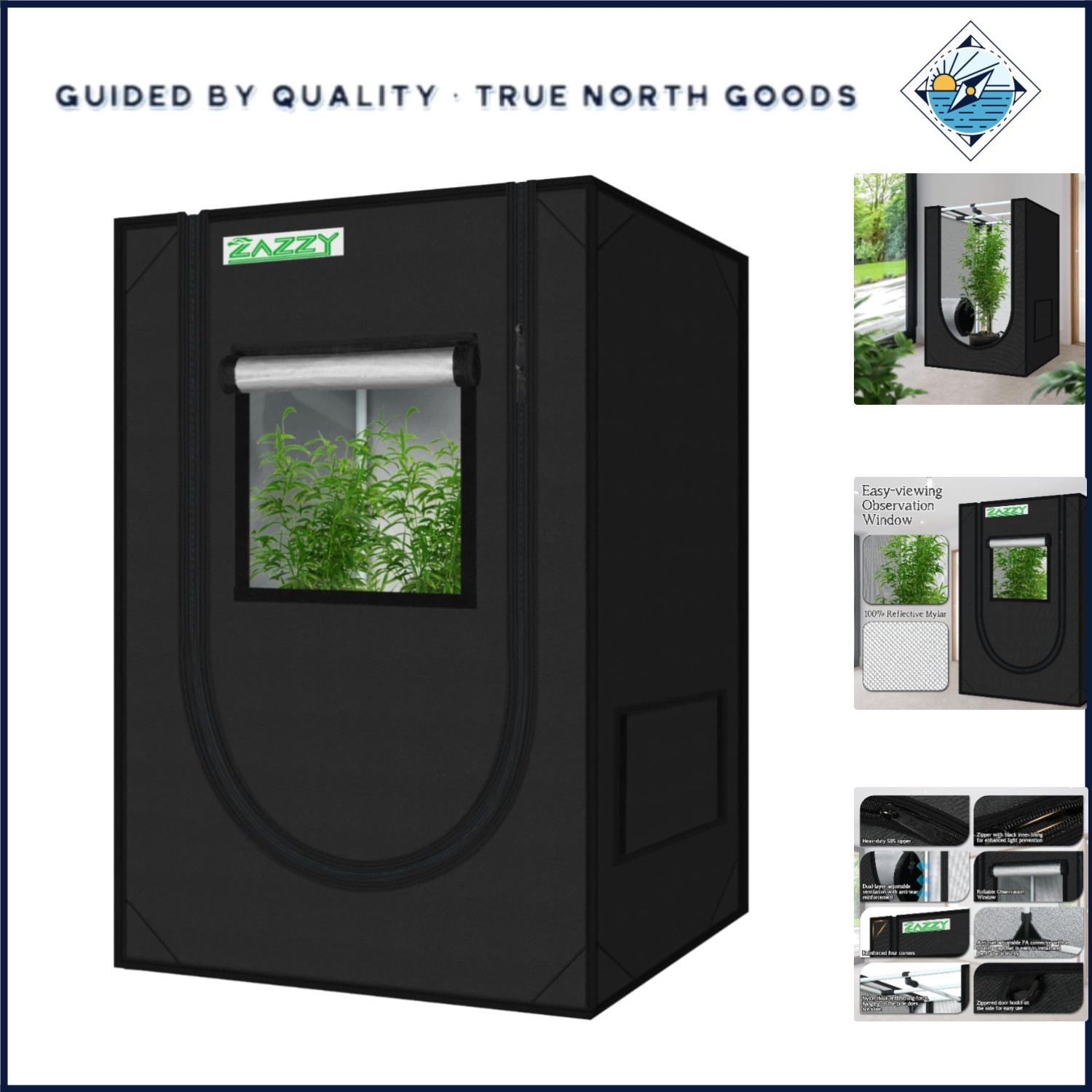 Mylar Grow Tent with Smooth Zipper and Observation Window for Easy Monitoring