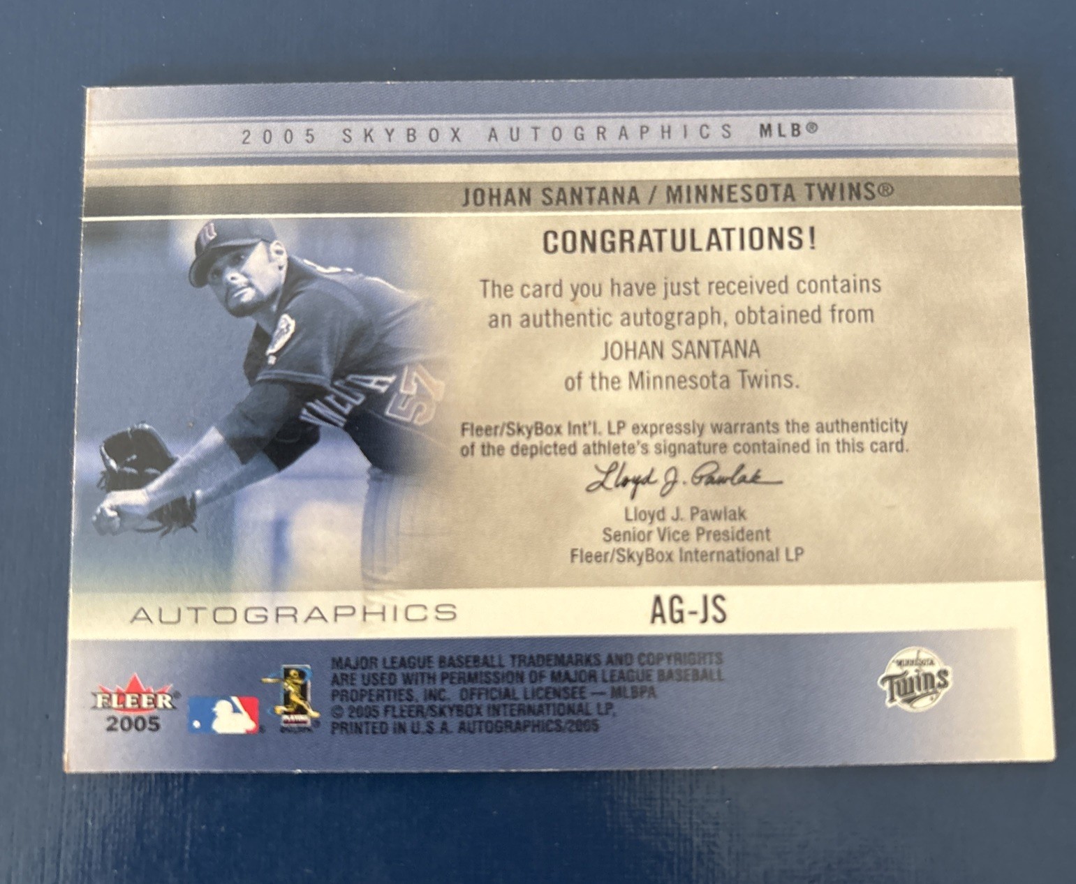 L@@K JOHAN SANTANA Soy Box 2005 AUTOGRAPHICS FLEER scarse