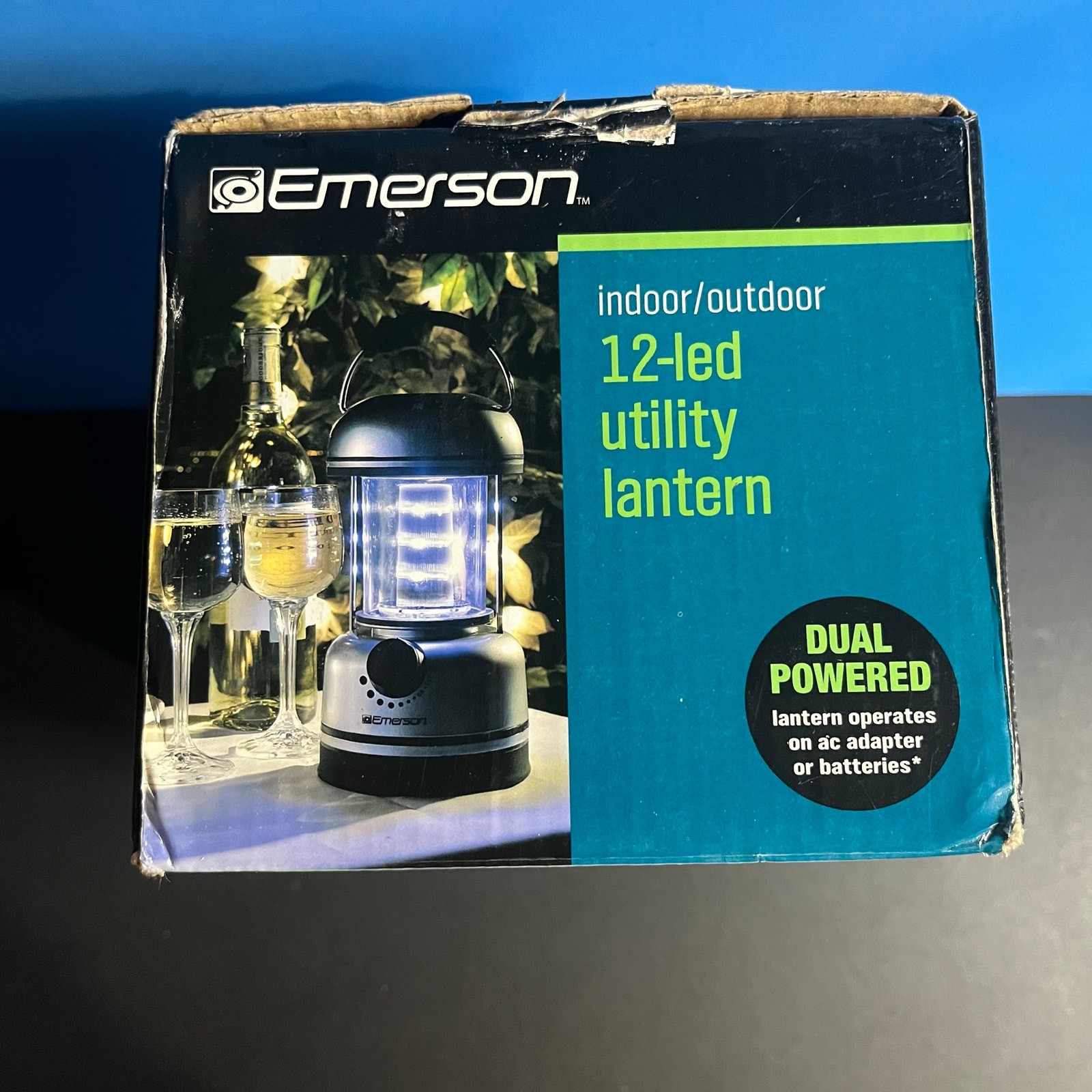 Emerson Indoor Outdoor Utility Lantern – 12 LED Lights – Battery/AC Powered