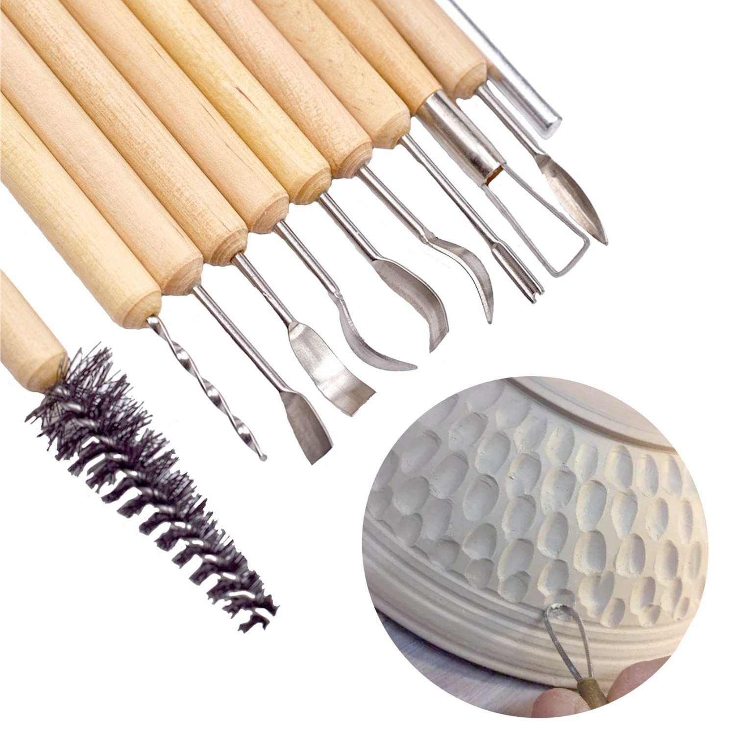 Ceramic Clay Sculpting Tools Set with Plastic Case, for Beginners Expert Crafts