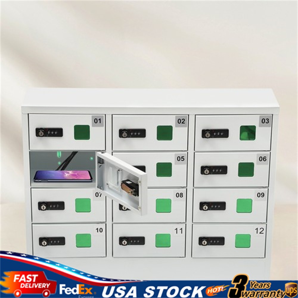 Cellphone Locker 12 Slots Charging Station Combination Lock For iPad Storage USA
