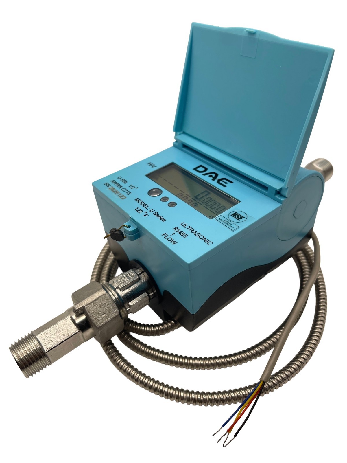 DAE U-50bf 1/2" Stainles Ultrasonic Flow Meter, RS485, IP68, NPT Coupling, ft³/h