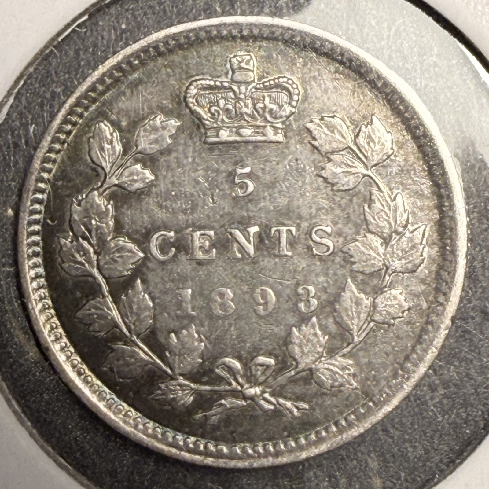 1893 Canadian 5ct Silver, XF. (18596)
