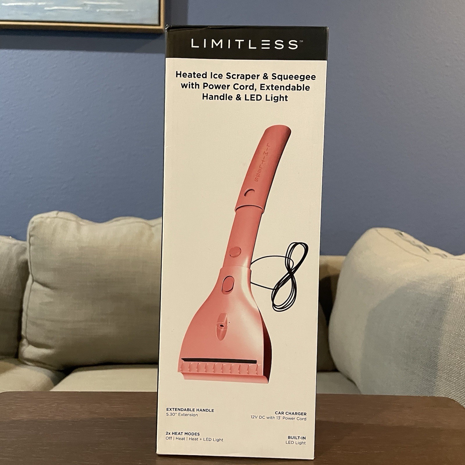 Limitless Heated Ice Scrapper & Squeegee w/ Extendable Handle Pink