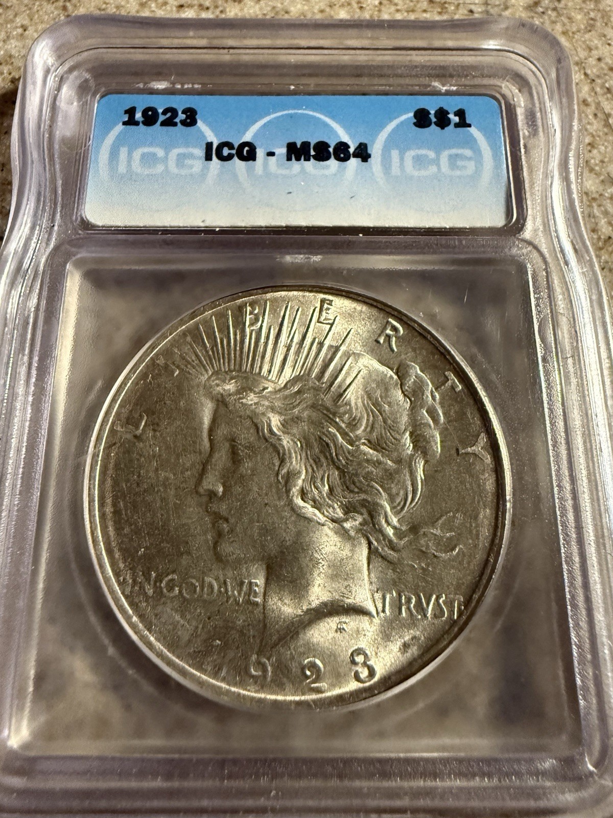 1923 Peace Dollar $1 ICG MS64