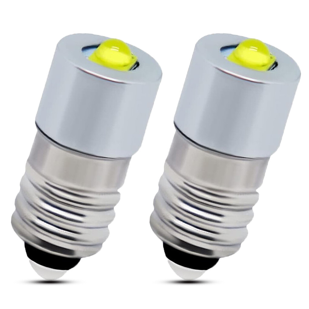 2Pcs #502 Screw White LED Bulb lamp for 6-Volt 4 "D" or Lantern Battery E10