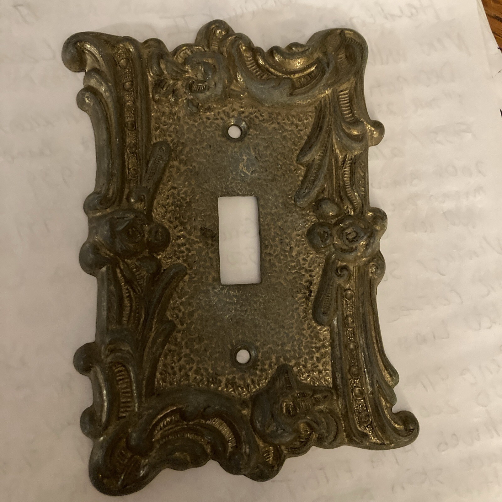 Vintage Ornate Edmar 60T Cast Metal Light Switch Plate Cover Rose Scroll
