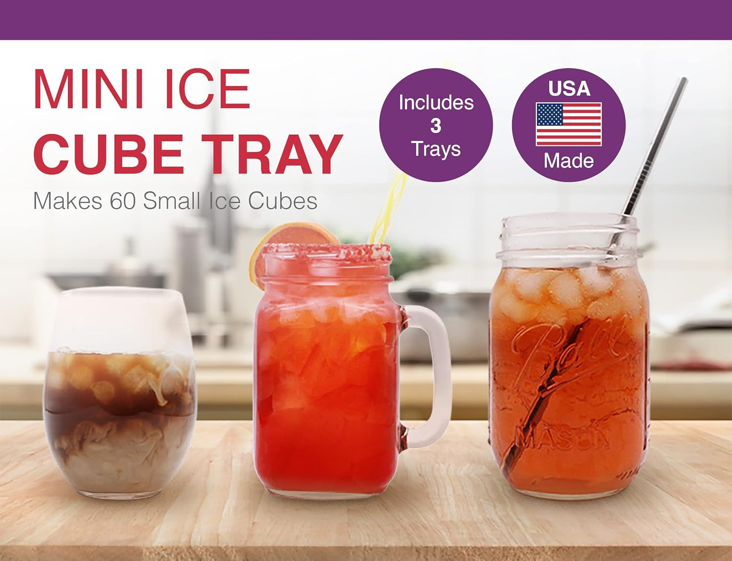 Arrow Mini Ice Cube Trays, 3Pk - 60 Mini Spaces per Tray - Easy to Use, Stackabl