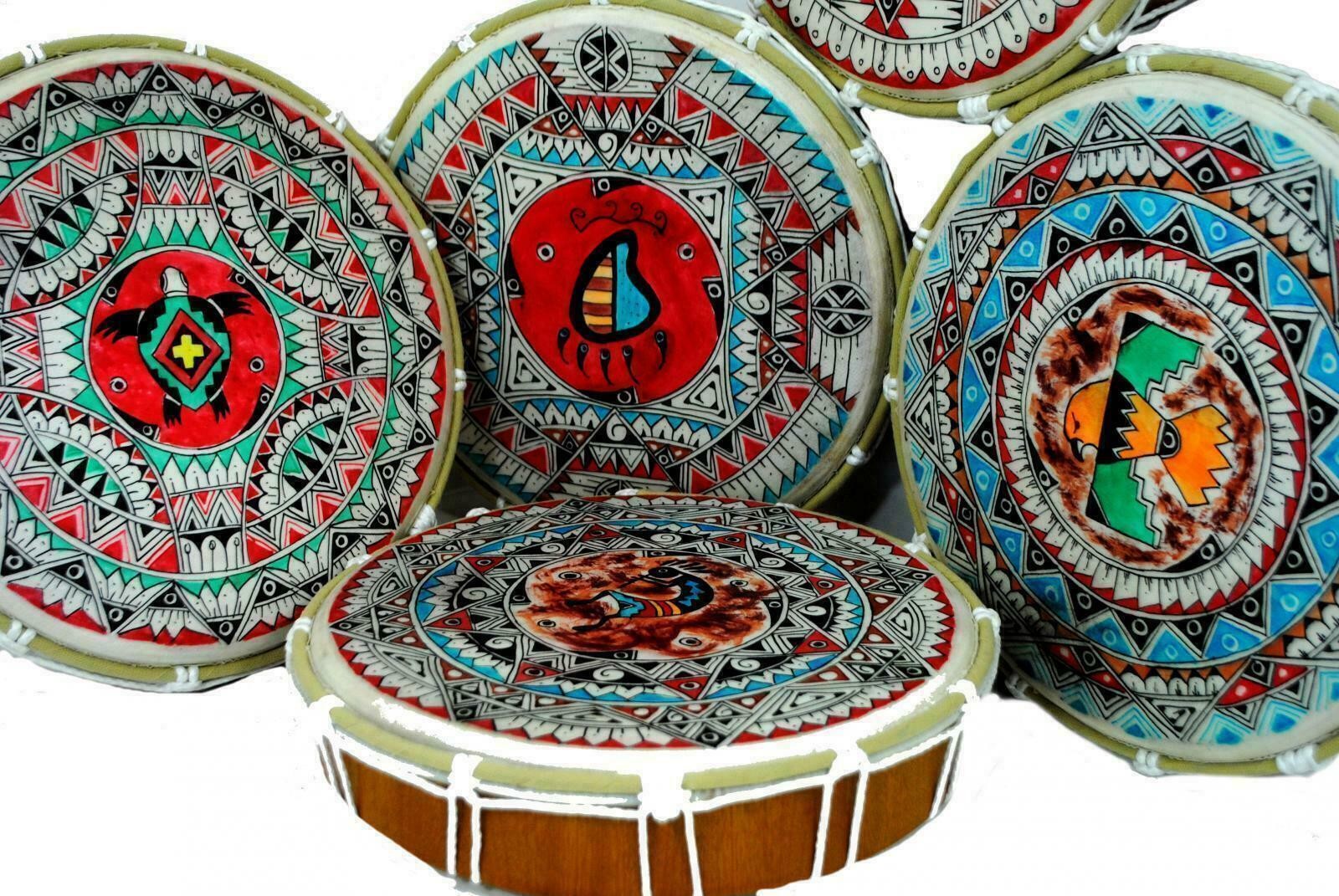 Handmade Native American Style Hand Tambour Tambourine Drum & Stick Fair Trade