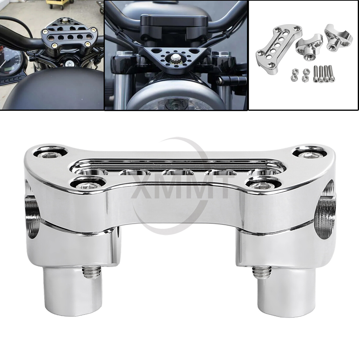 1.7" Handlebar Risers W/ Top Clamp For Harley 1" Bar Dyna Street bob Softail XL
