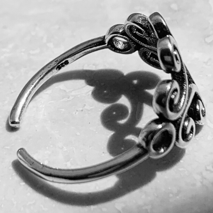 Sterling Silver Swirly Toe Ring, Silver Rings, Swirl Ring, Boho Ring