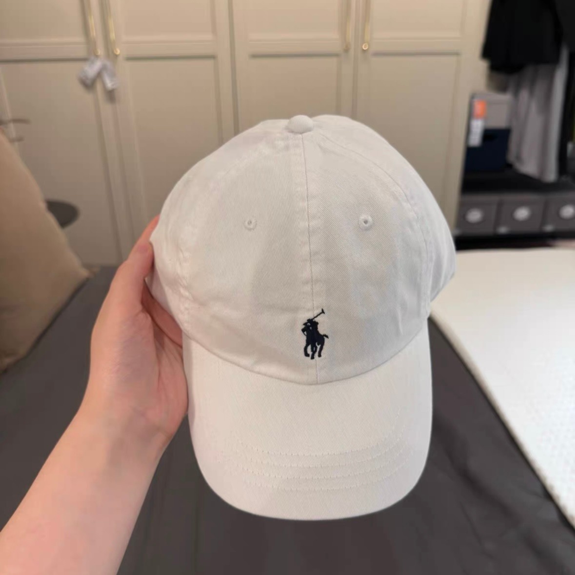 Polo Ralph Lauren Cotton Chino Cap - Adjustable Strap & Curved Brim - White