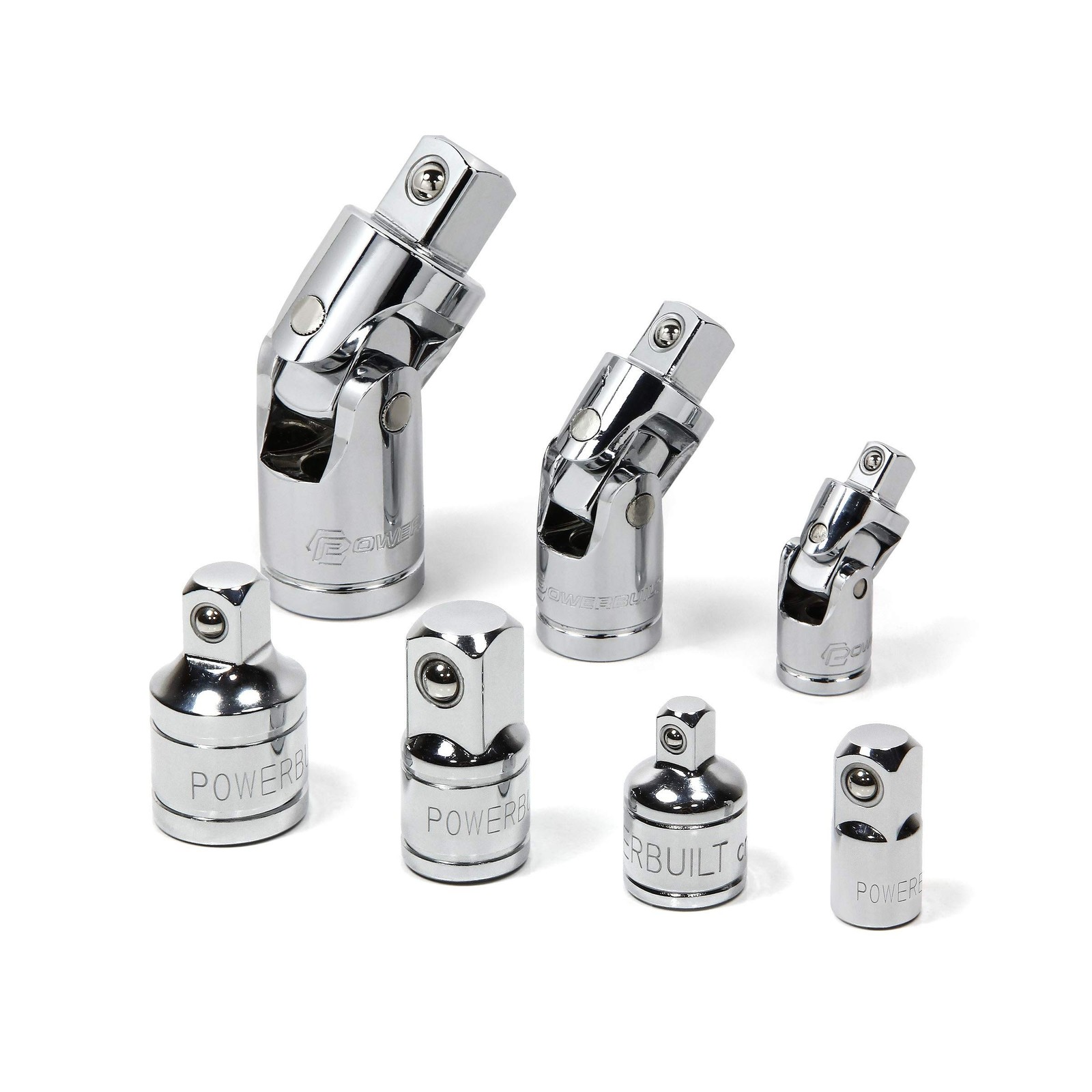 Powerbuilt 7 Piece Universal Joint and Socket Adaptor Set, U-Joint and Socket...