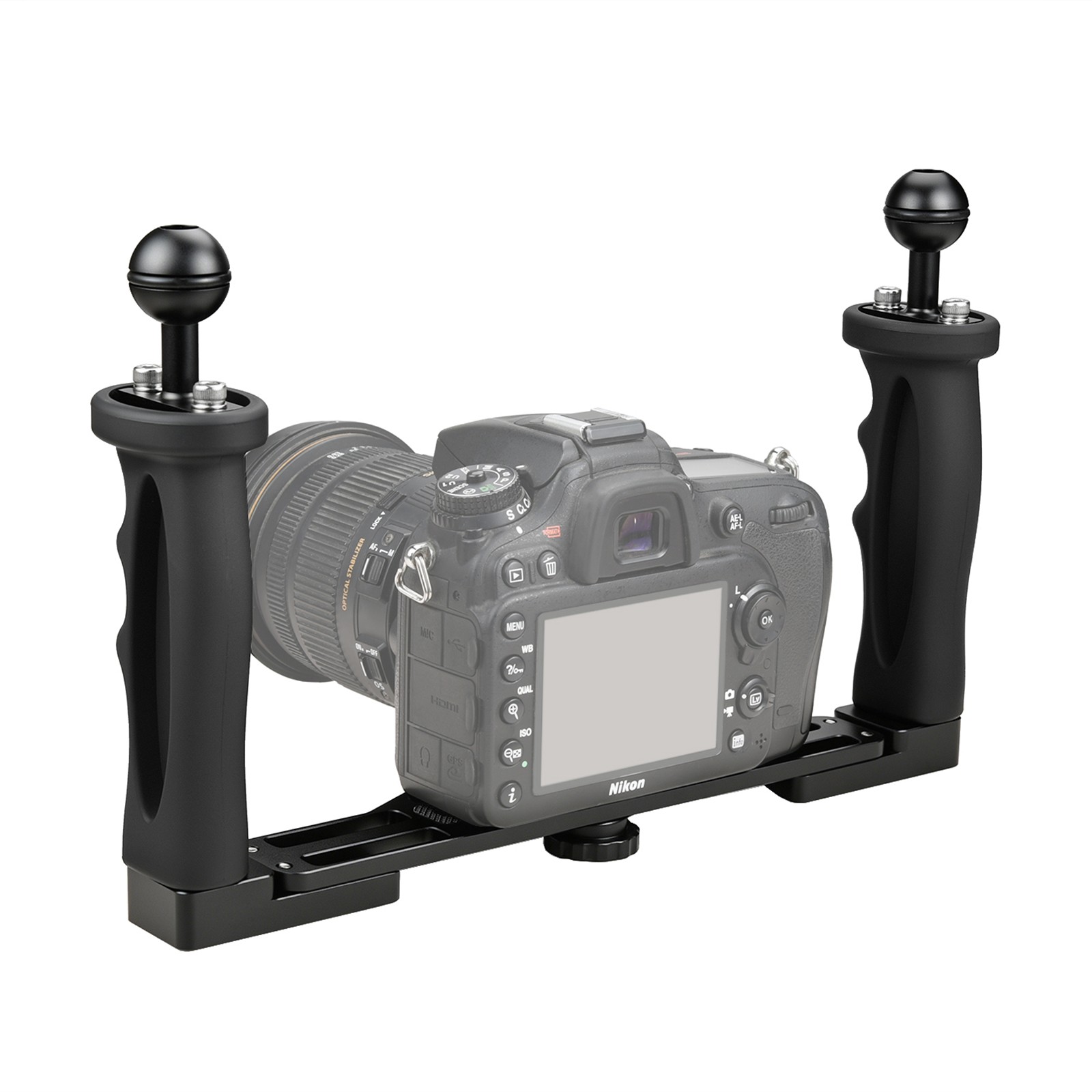 Dual Handle Diving Tray Stabilizer Rig for Canon Sony Action DSLR Camera Mount