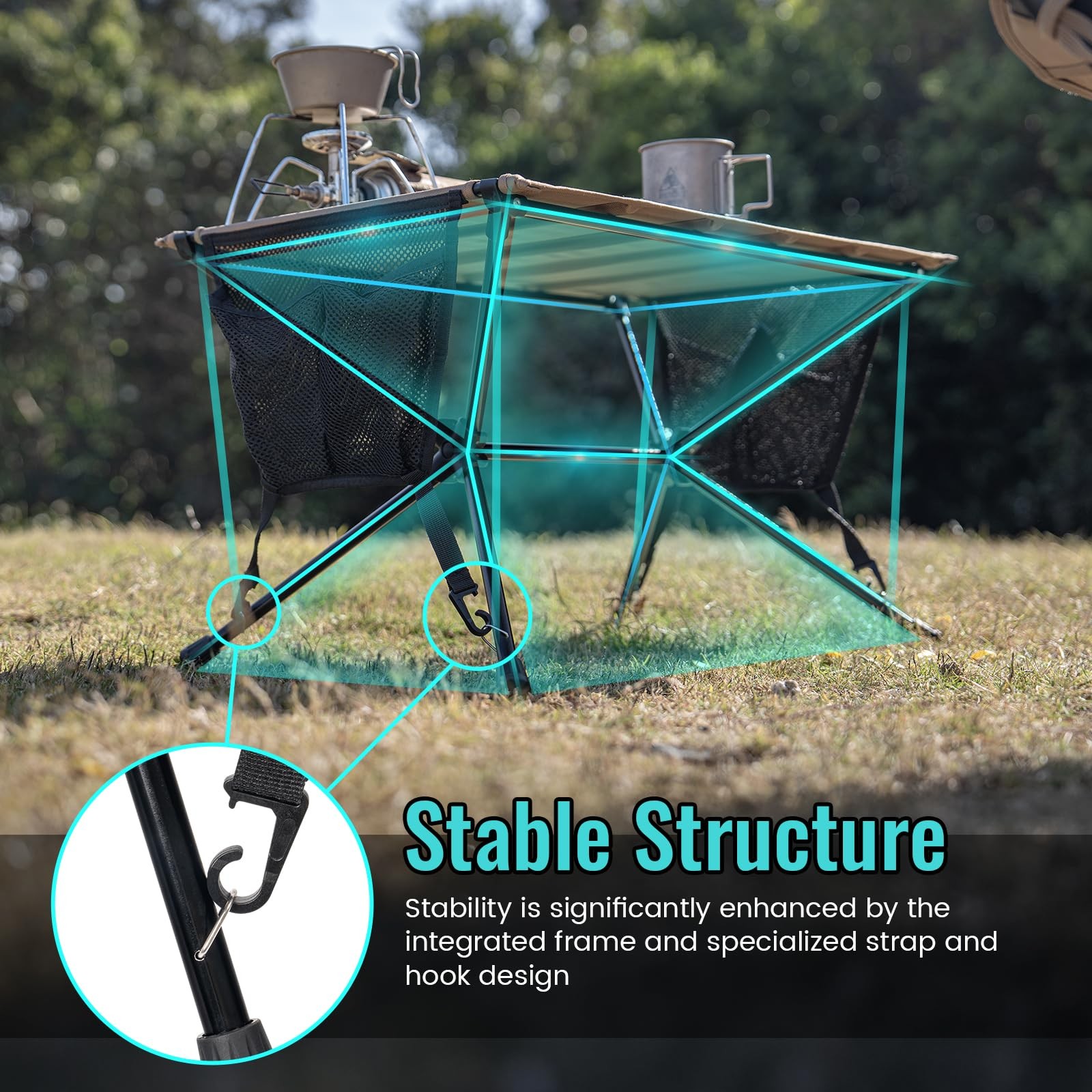 ONETIGRIS VENTARA Camping Table, Ultralight Foldable Table Sturdy Quick Setu...