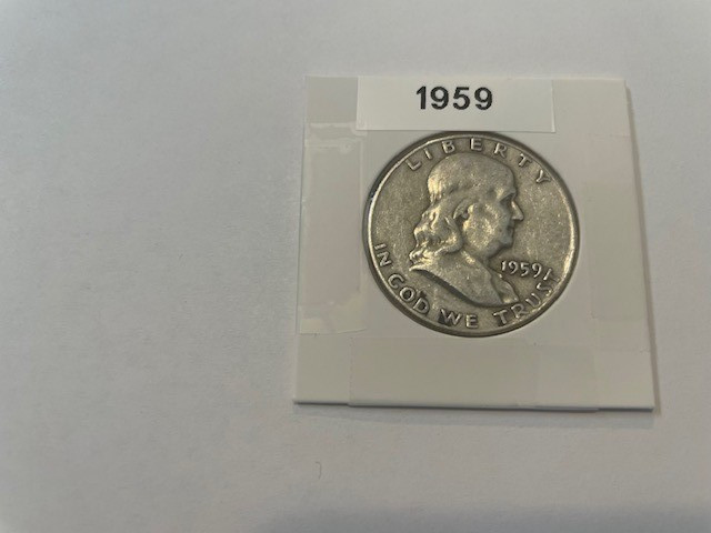 1959 Franklin Half dollar 90% silver circulated very clean