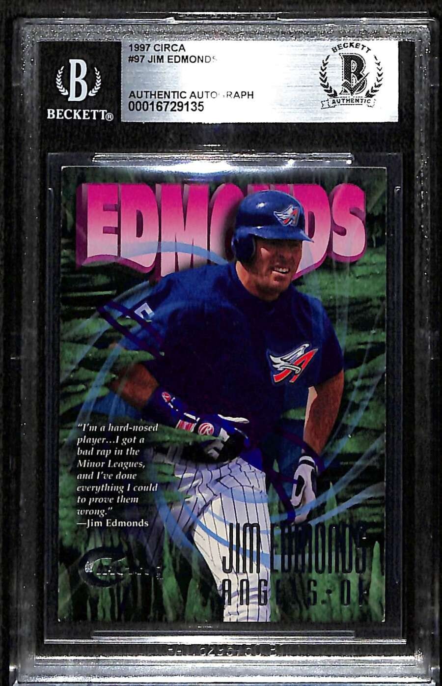 1997 Circa 97 Jim Edmonds  BGS Auto Autographed BAS C88680