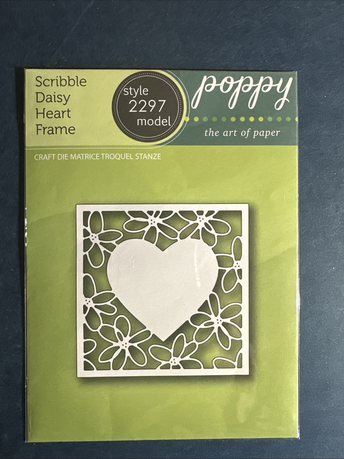 NEW! Poppy Stamps Dies -SCRIBBLE DAISY HEART FRAME - 3"X3", Valentines, Love
