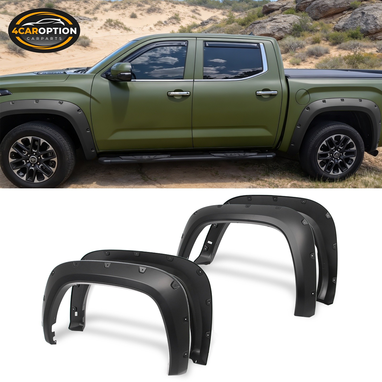 Fender Flares Fit 22-26 Toyota Tundra Pocket Style Wheel Arch Cover PP 4PCS Trim