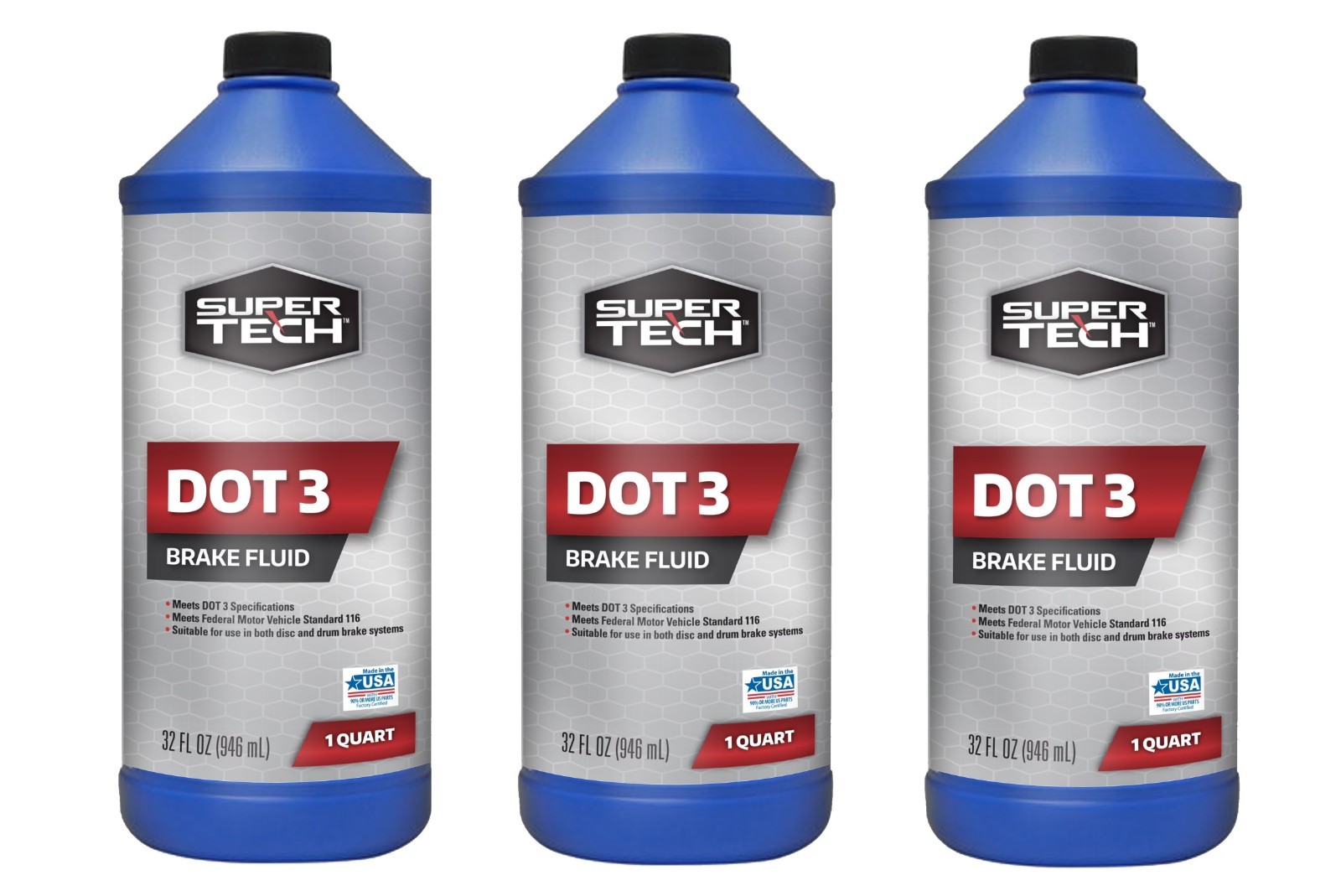 Super Tech DOT 3 Brake Fluid, 32 oz ( Pack 3)