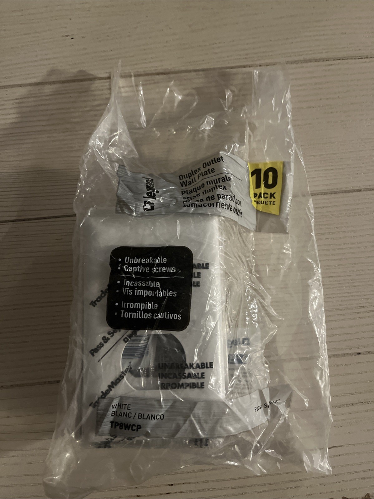 10-Pk - Legrand - TP8WCP - White Nylon Wall Plates - Pass & Seymour