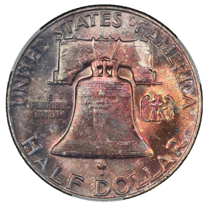 1956 Franklin Silver Half Dollar CACG MS-65 FBL WitterBrick Seth Chandler Toned