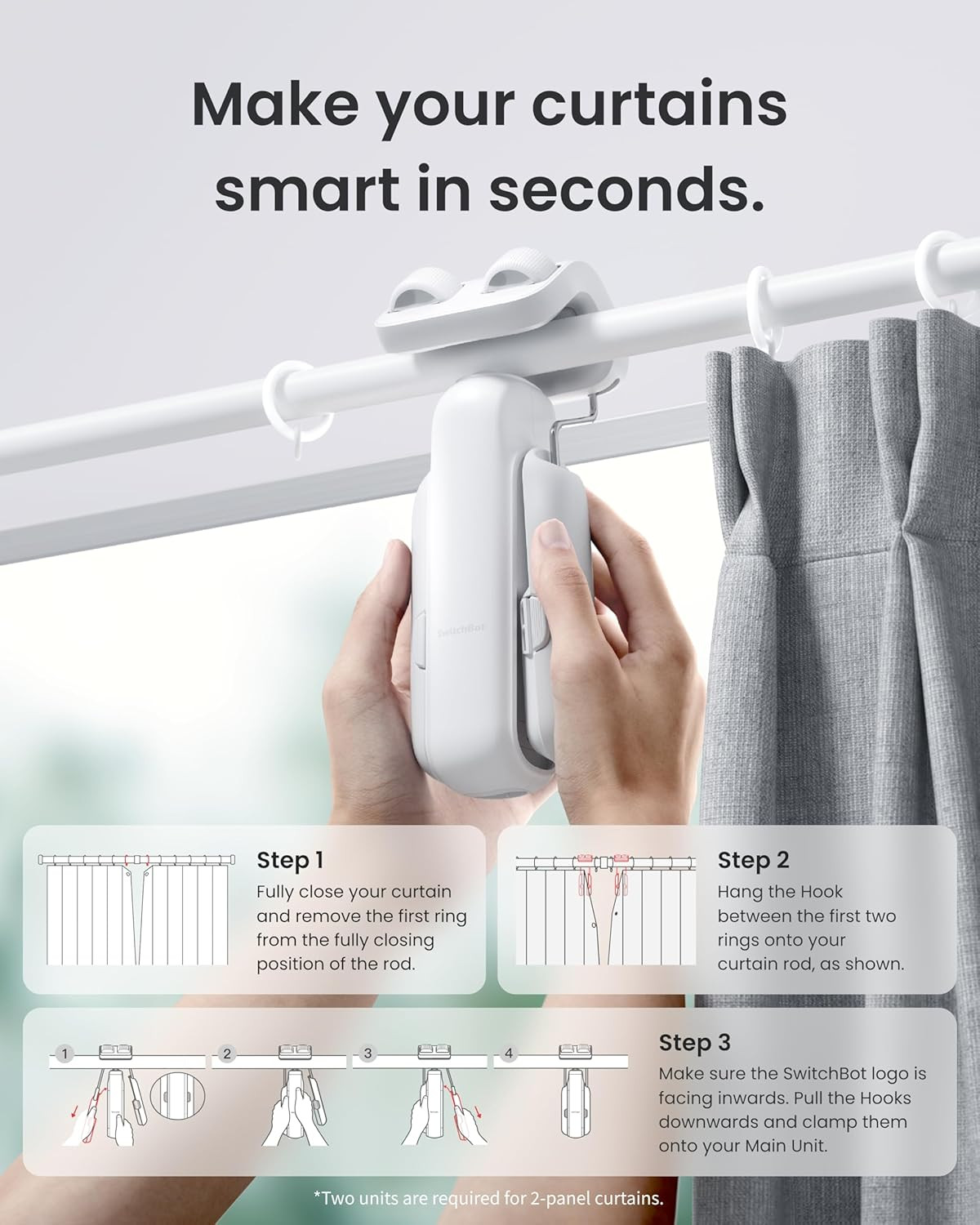 SwitchBot 2025 Automatic Curtain Opener 2 Packs with Remote, Bluetooth Remote Co