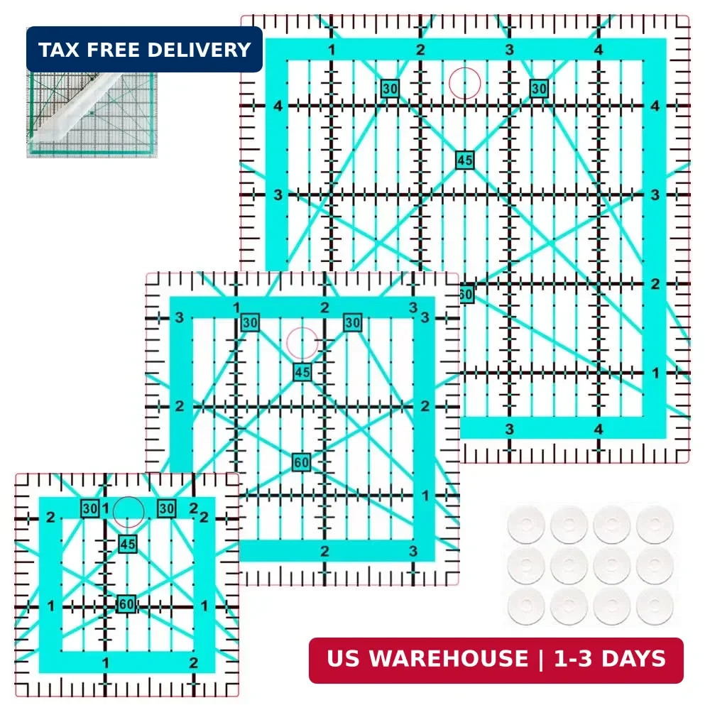Quilting Rulers,3 Quilting Square Ruler Quilting Templates(2.5"X2.5", 3.5"X3.5",
