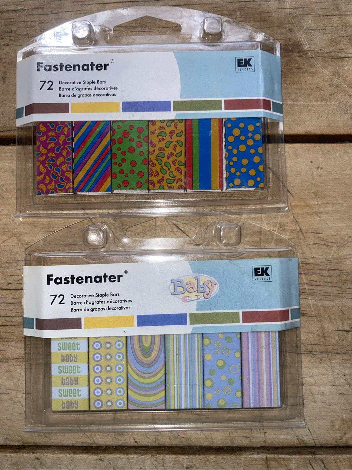 2 Lot Of EK Success Fastenater Decorative Staple Bars- Baby & Tropical.