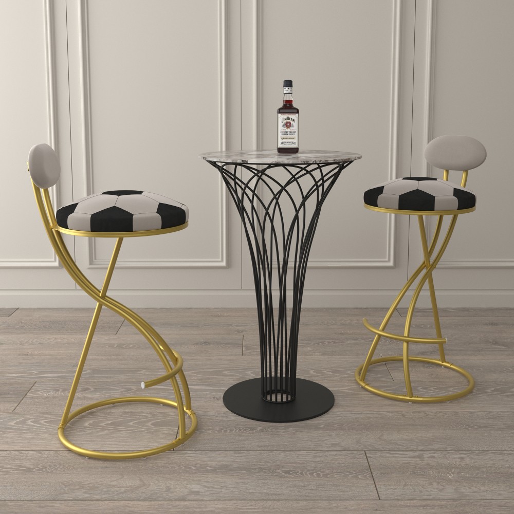Football Print Bar Stools Set of 2 Upholstered Counter Height Barstool for