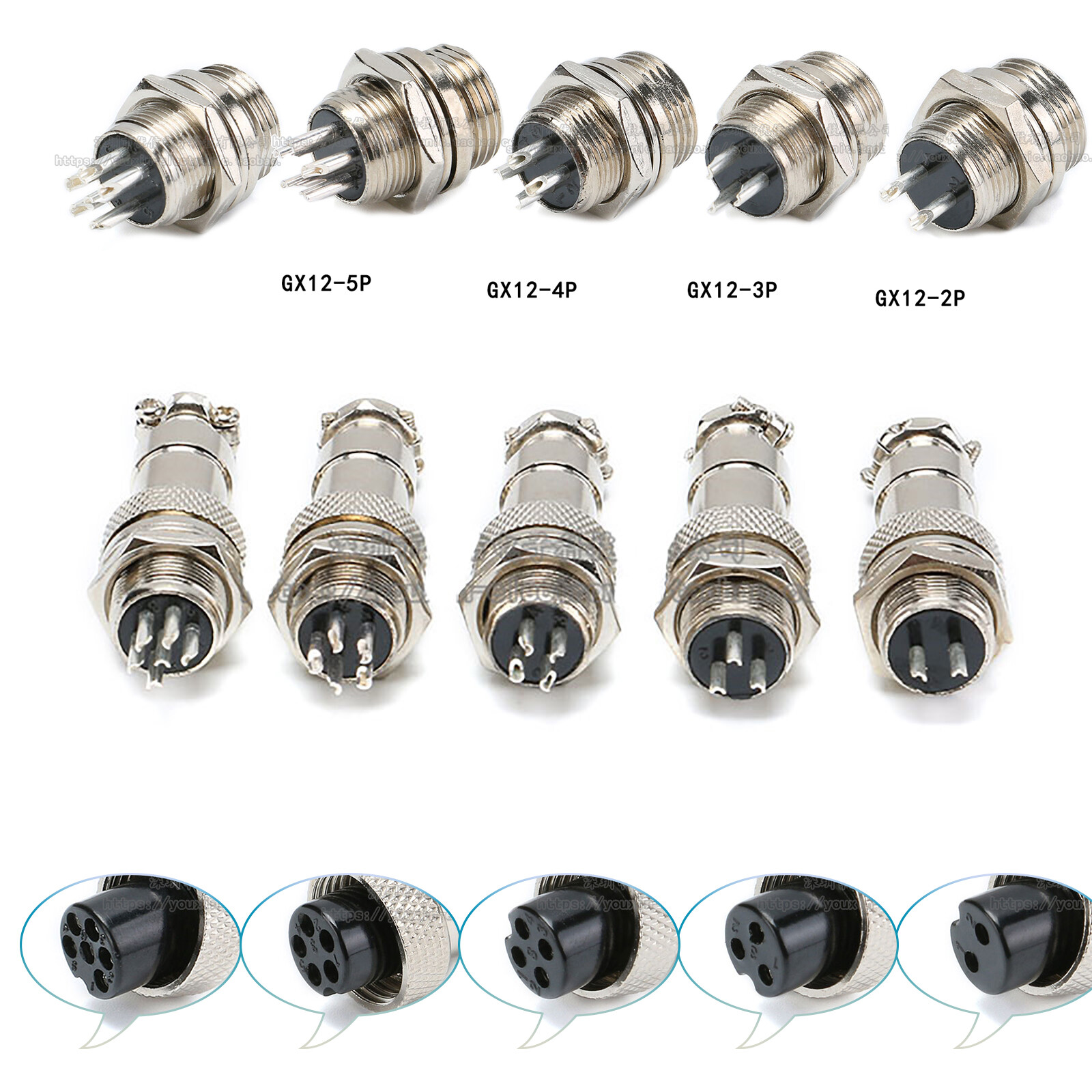 GX12 Aviation Plug 2P- 8Pin Male/Female Plugs Metal Inline Cable Connector Joint