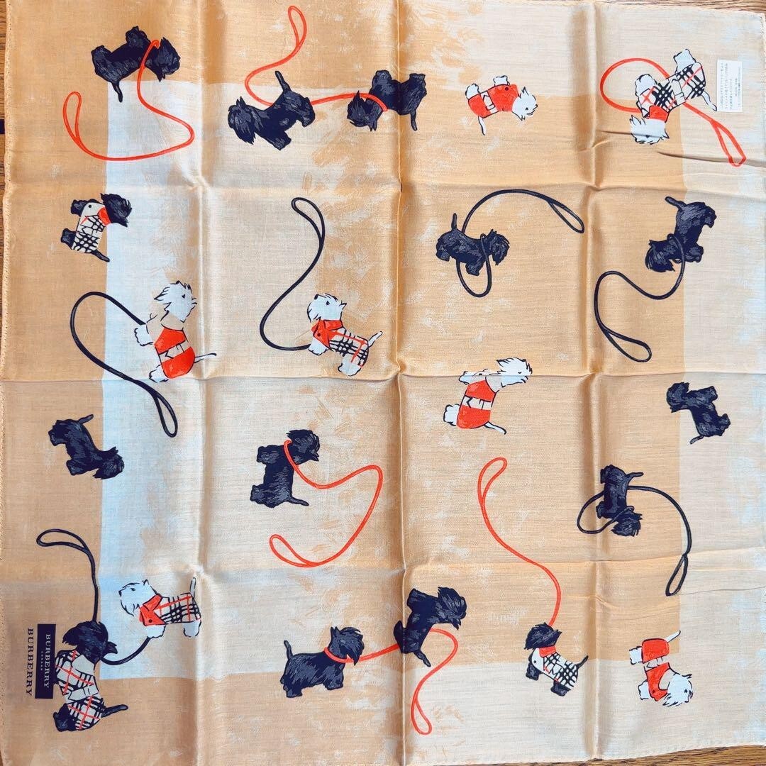 Burberry Dog pattern Handkerchief Mini Scarf Leash Check 50x50cm 100% cotton
