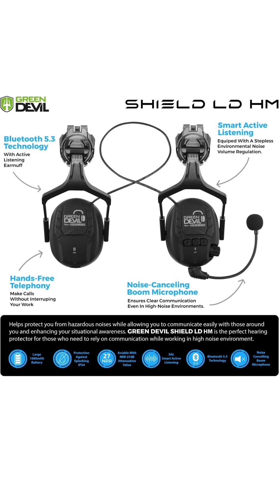 Casco de seguridad casco duro con visera y Bluetooth￼