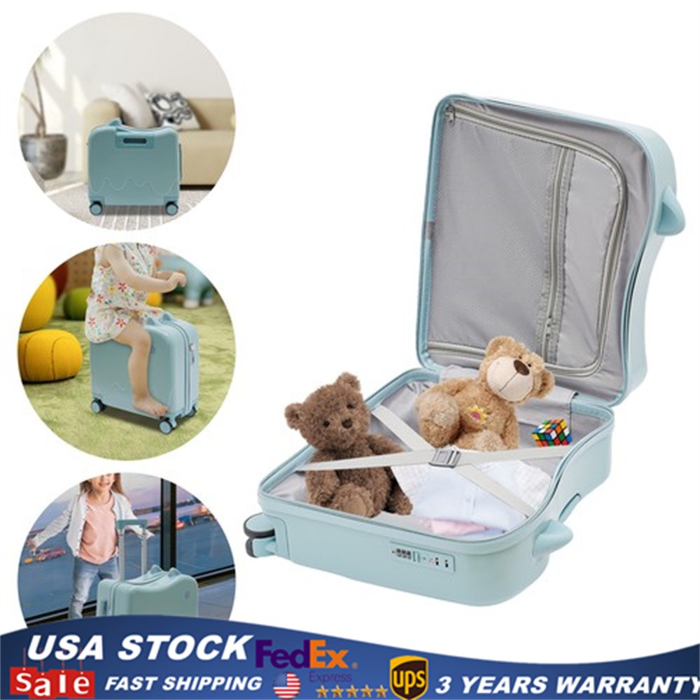 Kids Ride-On Suitcase 18" Medium Hardside Luggage Carry On Suitcase For Children